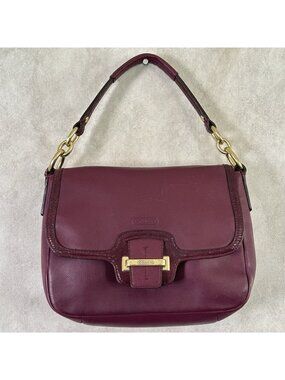 COACH F25206 Taylor Bag Top Handle Tote Purse Handbag Purple Burgundy Boho